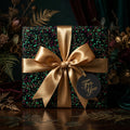 Elegant floral wrapping paper with gold ribbon and "For You" tag.