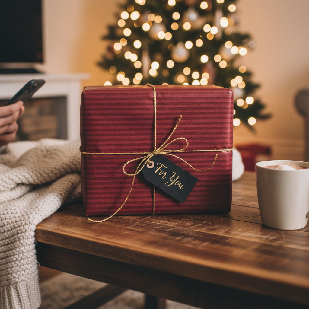 Crimson Cheer: Striped Burgundy Wrapping Paper