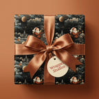 Vintage Santa Christmas wrapping paper with a luxury copper satin ribbon from Wrapped Studios.
