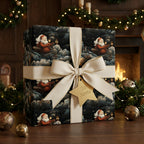 Luxury vintage Santa Claus Christmas wrapping paper with a cream ribbon bow by Wrapped Studios.
