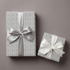 Elegant christian cross wrapping paper for baptism with satin ribbons by Wrapped Studios.