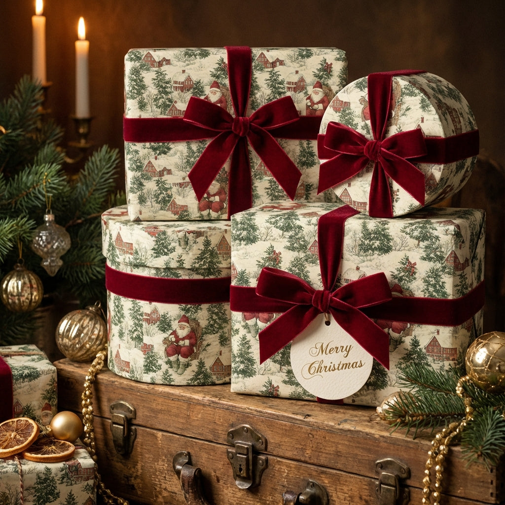Santa's Snowy Serenity: Vintage Christmas Wrapping Paper
