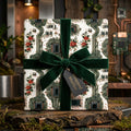 Circuit board and rose floral gift wrap with green velvet bow by Wrapped Studios.