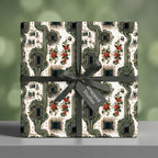Tech floral wrapping paper with circuit boards and red roses on a gift box by Wrapped Studios.