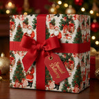 Vintage Santa Christmas wrapping paper by Wrapped Studios, featuring a red bow and Special Delivery tag.