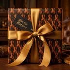 Luxury violin wrapping paper with a gold ribbon by Wrapped Studios, perfect for music lovers.