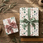 Whimsical horse wrapping paper with clovers and satin bows on gifts by Wrapped Studios.