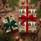 Cocker spaniel Christmas wrapping paper with velvet ribbons by Wrapped Studios.