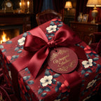 Crimson Charm: Floral Wrapping Paper