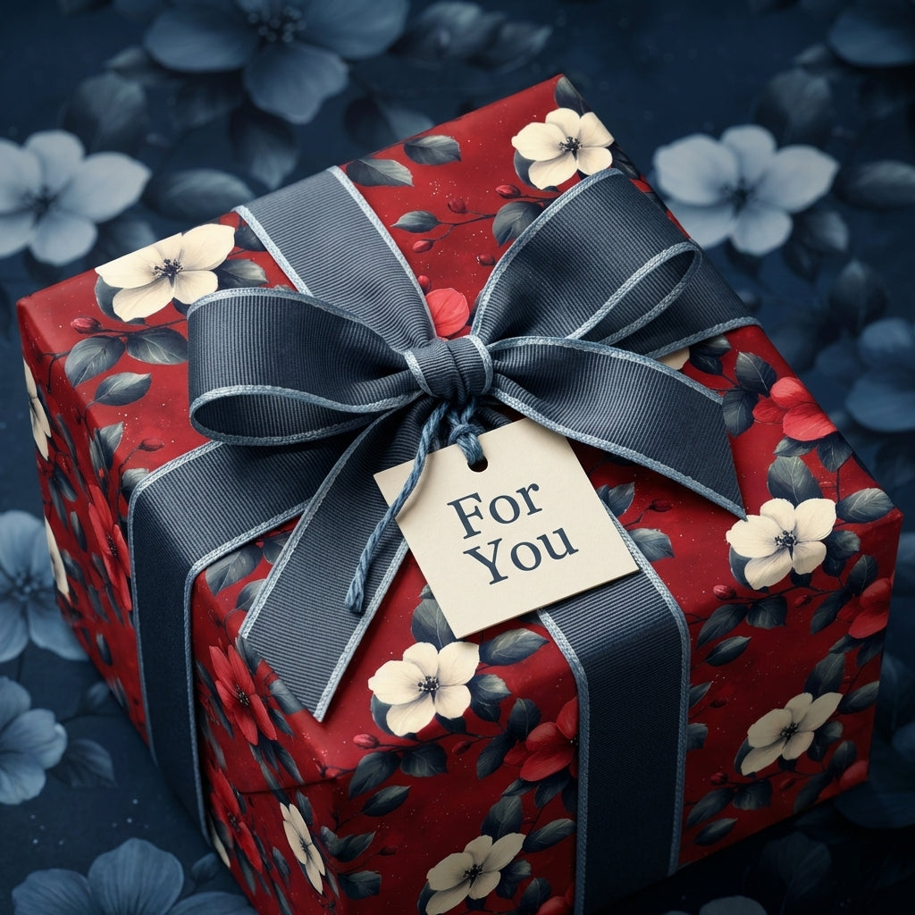 Crimson Charm: Floral Wrapping Paper