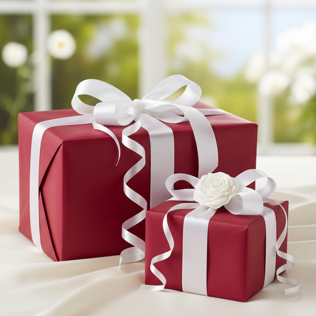 Crimson wrapping paper mockup 3