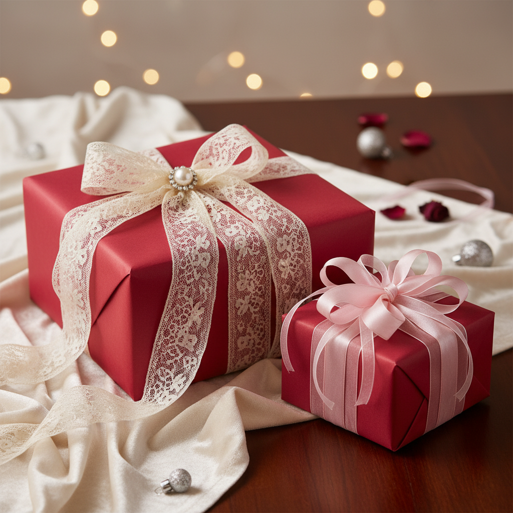 Crimson wrapping paper mockup 8