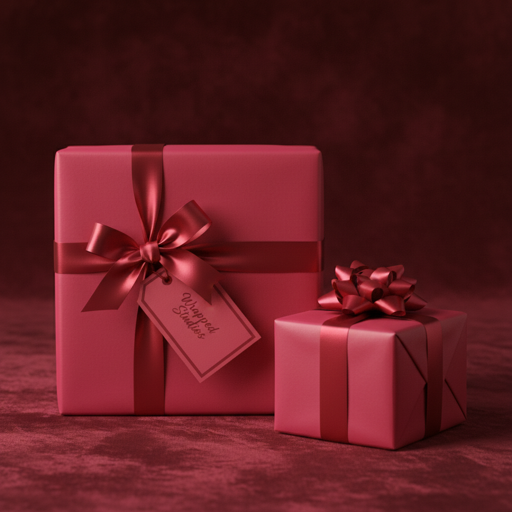Crimson wrapping paper mockup 9