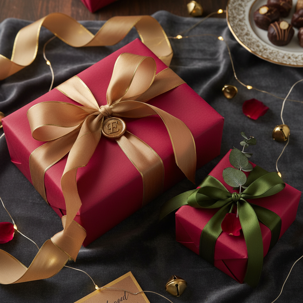 Crimson wrapping paper mockup 11