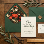 Vintage floral envelope liner with elegant wedding invitation mockup by Wrapped Studios.