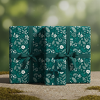 Elegant gifts wrapped in teal floral wrapping paper with matching ribbon; perfect for Christmas or birthdays.