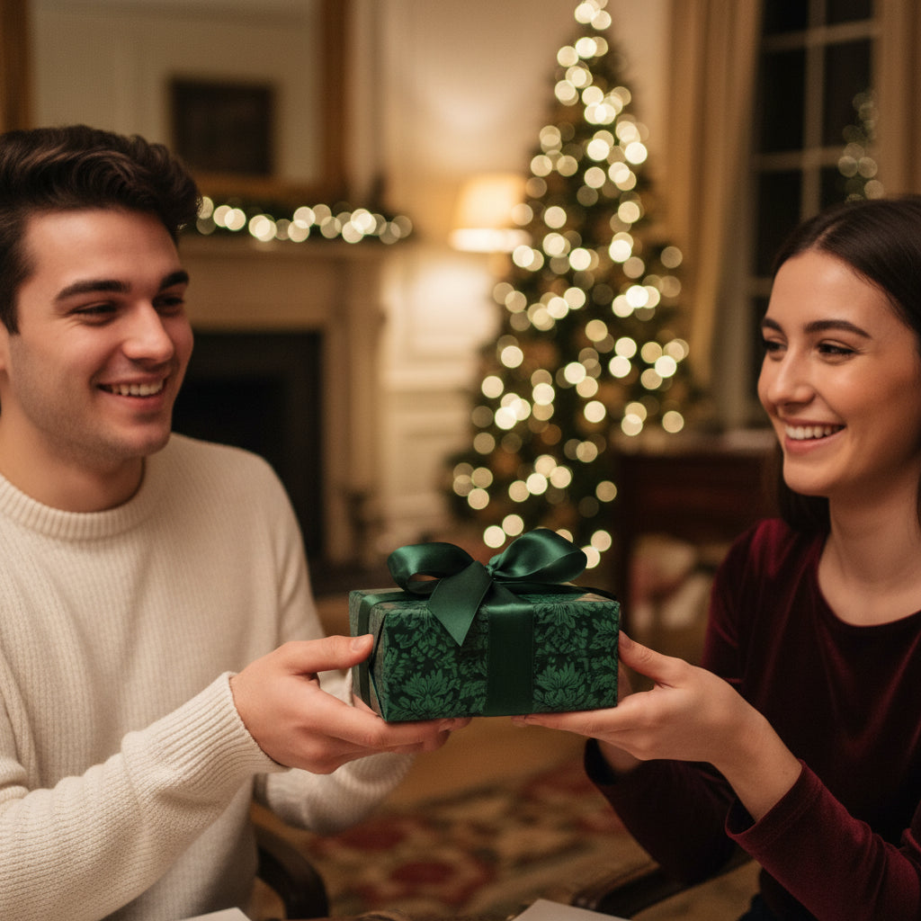 Baroque Green: Elegant Damask Christmas Wrapping Paper