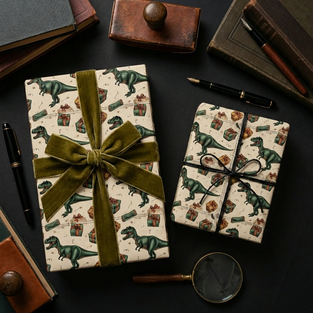 Prehistoric Presents: T-Rex Wrapping Paper