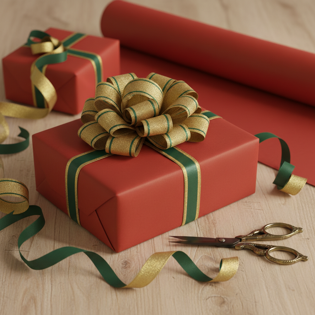 Firebrick wrapping paper mockup 12