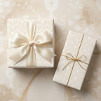Elegant First Communion and baptism wrapping paper with chalice and cross patterns by Wrapped Studios.
