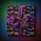 Elegant gift wrapped in floral wrapping paper with a purple satin ribbon and "A Special Moment" tag.