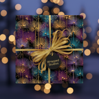 Elegant gift wrapped in floral wrapping paper with gold ribbon, perfect for Christmas or birthdays.
