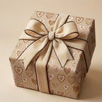 Elegant heart wrapping paper with a cream velvet bow for wedding and Valentine's Day gifts by Wrapped Studios.