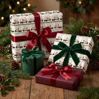 Luxury golf wrapping paper with red and green velvet bows by Wrapped Studios.