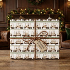Golf cart Christmas wrapping paper by Wrapped Studios on a gift tied with a rustic twine bow.