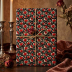 Luxury vintage heart wrapping paper with gold bow, romantic Valentine's Day gift wrap by Wrapped Studios.