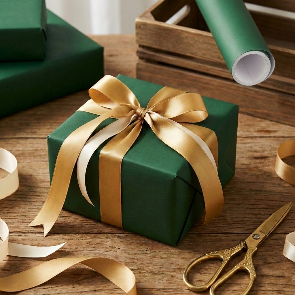 Hunter Green wrapping paper mockup 12