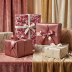 Luxury rose gold & pink floral wrapping paper with elegant satin ribbons from Wrapped Studios. Weddings & occasions.