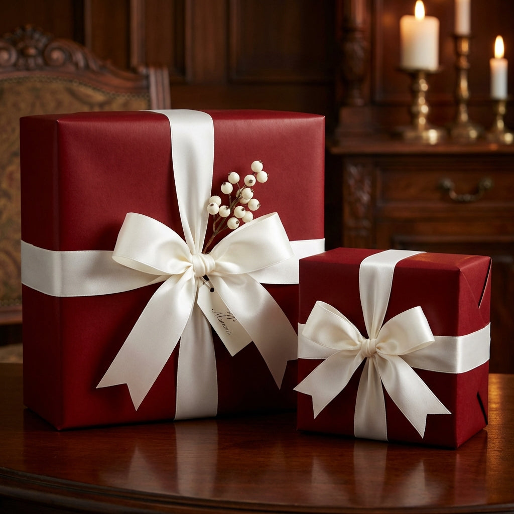 Deep Maroon wrapping paper mockup 3