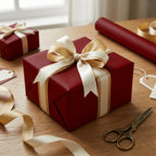 Deep Maroon wrapping paper mockup 12