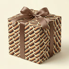 Unique gift wrap with a cigar pattern and brown satin ribbon for a cigar aficionado.