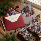 Vintage Christmas wrapping paper and holiday envelope set featuring Santa Claus, by Wrapped Studios.