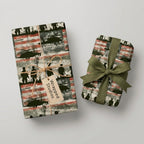 Patriotic military wrapping paper with army soldiers and helicopters by Wrapped Studios.