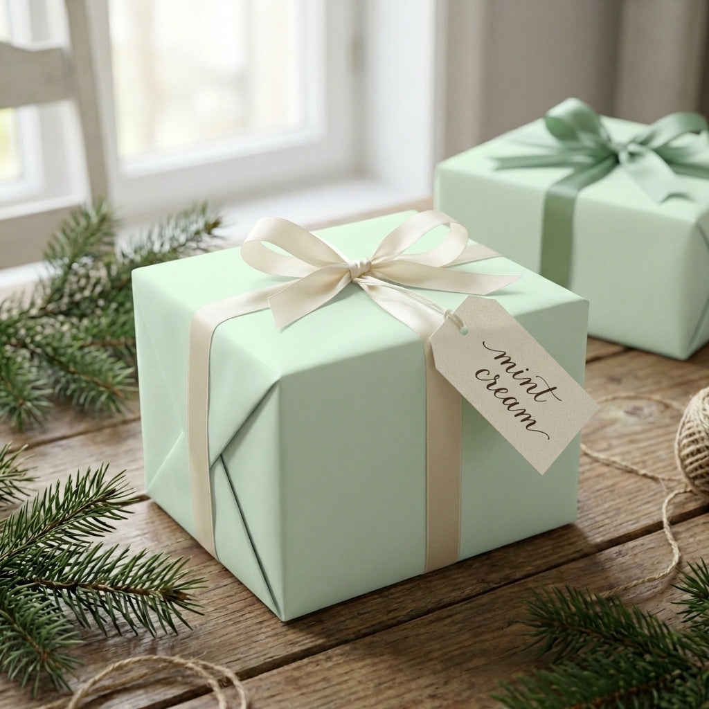 Mint Cream wrapping paper mockup 6