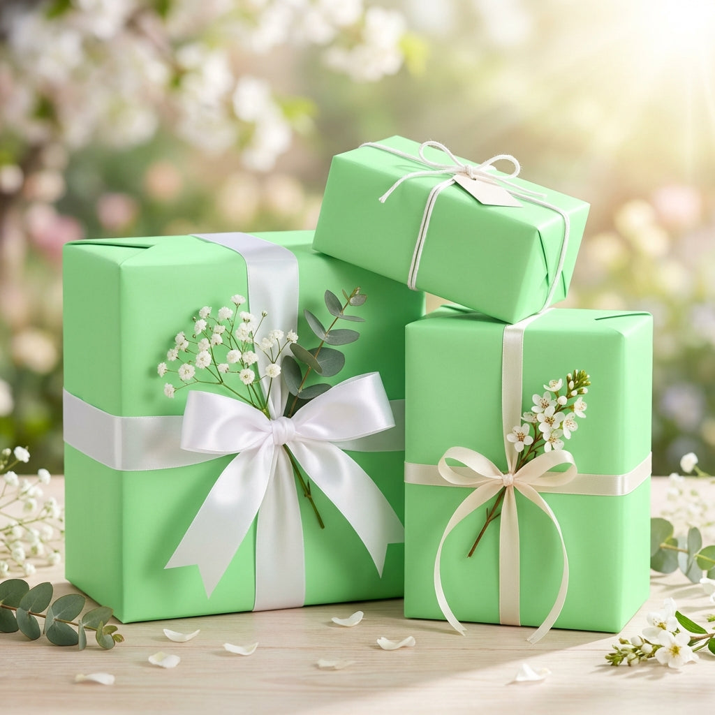 Mint Green wrapping paper mockup 10