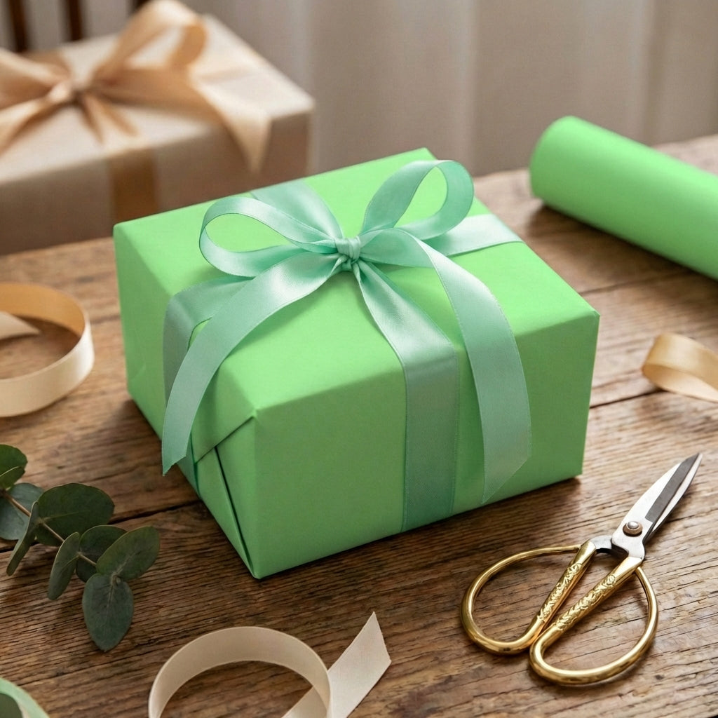 Mint Green wrapping paper mockup 12