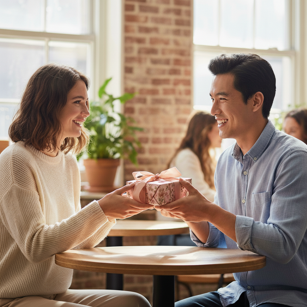 Elegant pink floral wrapping paper on a romantic gift box with a satin bow, perfect for a luxury birthday or wedding present.