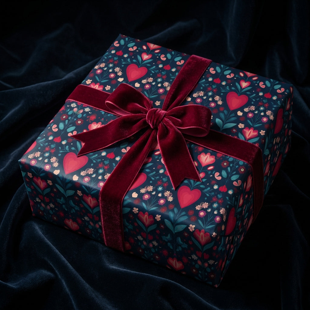 Folk Heart Floral: Valentine Gift Wrap