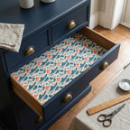 Coastal blue ocean wave wrapping paper used as a decorative drawer liner by Wrapped Studios.