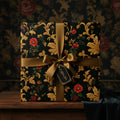 Elegant gift wrapped in floral wrapping paper with a gold satin ribbon and "A Gift for You" tag.