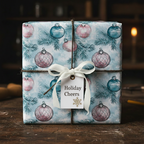 Christmas gift wrap with ornament design, Wrapped Studios.