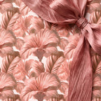 Dusty rose floral wrapping paper with matching silk ribbon, luxury gift wrap by Wrapped Studios.