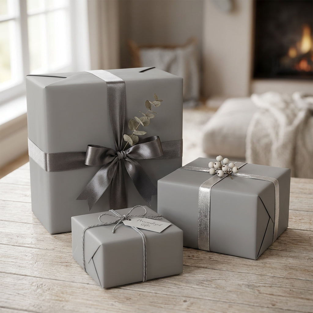 Pewter wrapping paper mockup 10