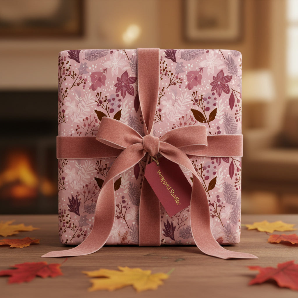 Blushing Berry Blooms: Luxury Gift Wrap