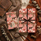 Rustic Western wrapping paper with a desert horse pattern on cozy gifts by Wrapped Studios.