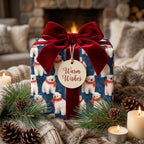 Polar bear Christmas wrapping paper with a luxury red velvet bow by Wrapped Studios.